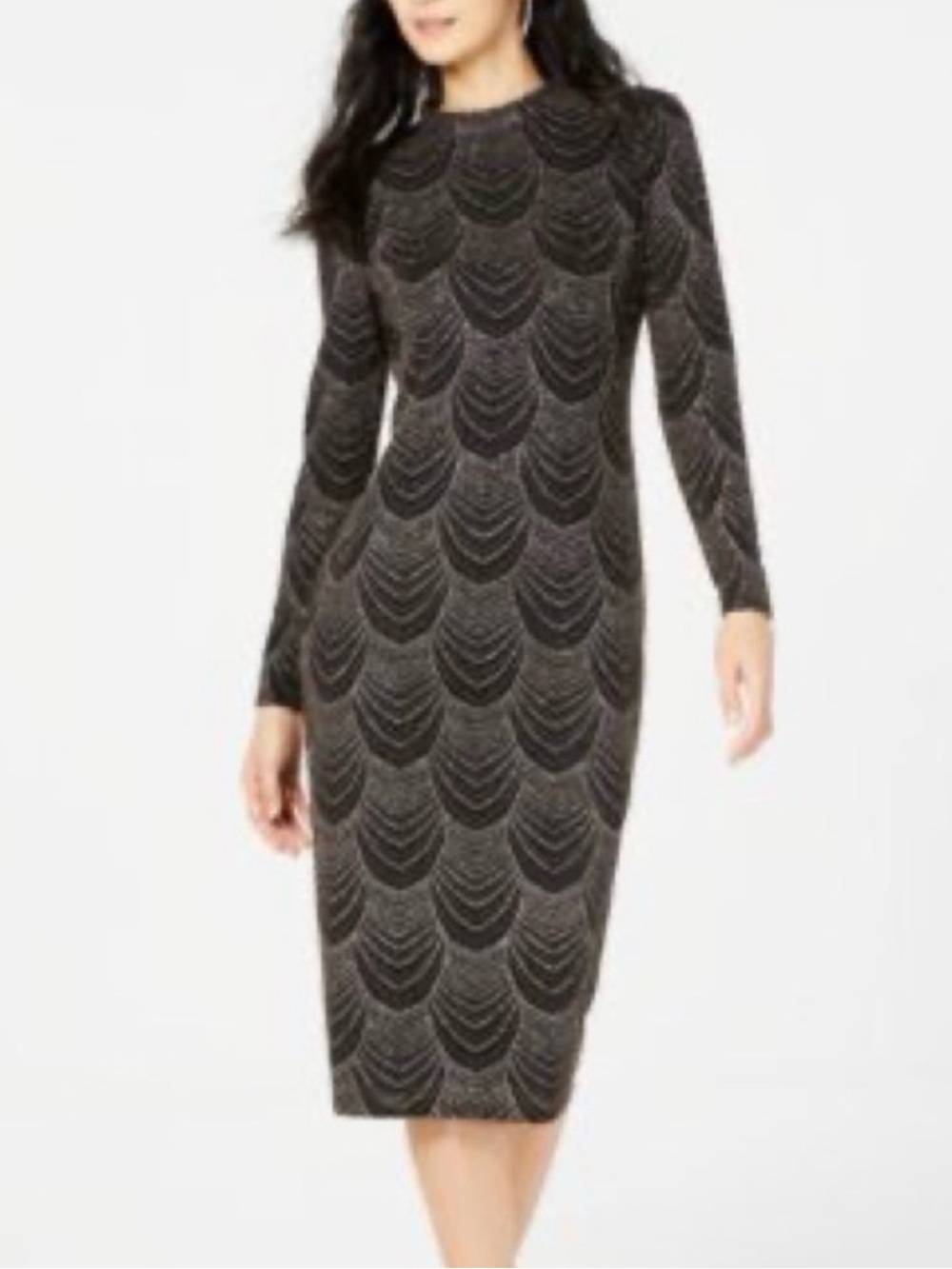 Nine West Black Long-Sleeve Beaded Sheath Dress